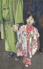 Bruno Watel - Temple Senso-ji · 1er de l'an 2020 · Tokyo - 14 x 19 cm - 2023 - Original Illustration
