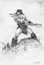 Régis Moulun - Darkwolf d’après Fire and Ice de Frazetta et Bakshi - Planche originale