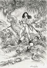 Régis Moulun - Tygra d’après Fire and Ice de Frazetta et Bakshi - Planche originale