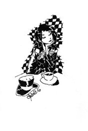 Chris Bachalo - Death is having a coffee - Illustration originale