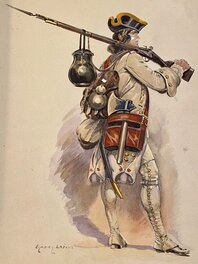 Edmond Lajoux, illustration originale, Soldat d'infanterie de ligne des guerres en dentelles