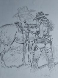 Thierry Girod - Cowgirl's gun - Original Illustration