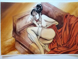 Jung - FEMME NUE     grande illustration originale couleur - Illustration originale