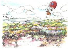Anne Martin - Anne & Thierry Martin - Le voyage en ballon - Illustration originale