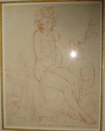 Jean-Adrien Mercier - Etude jeune fille Sanguine - Original Illustration