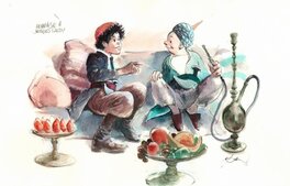 René Follet - Hassan ET KADDOUR - HOMMAGE A JACQUES LAUDY - Original Illustration