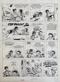 André Franquin - Gaston Lagaffe-Gag 555 par Franquin - Planche originale