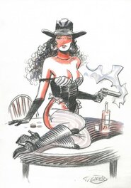 Thierry Girod - Pin up western - Original Illustration