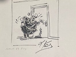 Daniël Kox - Daniël Kox, illustration originale, Agent 212, croquis préparatoire pour une case du tome 28. - Œuvre originale