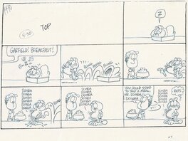 Garfield Sunday - preliminary pencil art by Jim Davis 30/09/1990