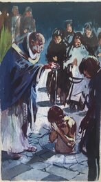 René Follet - Étude pour le baptême de Clovis - Original art