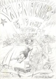 Denis Sire - Denis Sire Projet d'affiche festival du film action aventures de Valenciennes 2000 - Original Illustration