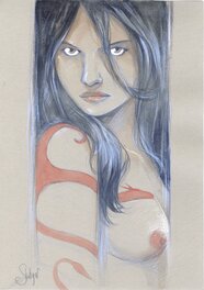 Éric Stalner - Illustration originale - La femme au dragon - Galerie Nicolas Sanchez - Original Illustration
