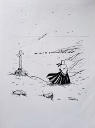 Sandro - Ouessantine au bord de la falaise - Planche originale