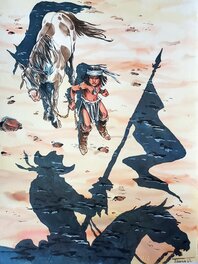 Tiburce Oger - INDIANS !  illustration originale couleur - Original Illustration
