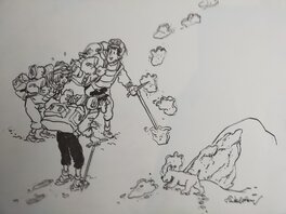 François Walthéry - Hommage à Hergé - Illustration originale
