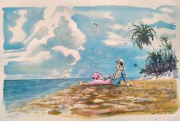 Davide Garota - Relax on the shore - Original Illustration
