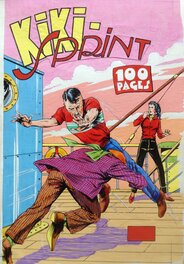 Atelier Chott Kiki-Sprint 5 Kiki Sprint bagarre bateau pin up Couverture Originale Planche Couleur Couv Petit Format Chott 1959