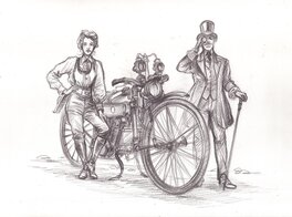 Gwendal Lemercier - Moto steampunk - Original Illustration