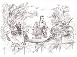 Gwendal Lemercier - Mademoiselle en terrasse - Illustration originale