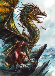 Gwendal Lemercier - Brynn et dragon - Illustration originale