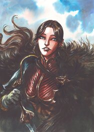 Gwendal Lemercier - Portrait de la chasseresse Brynn - Illustration originale