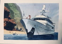Esad Ribic - Esad Ribic, Louis Vuitton Travel Book - Hawaii Yacht - Original Illustration