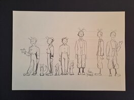 Olivier Schwartz - Spirou et Fantasio ( Essai de personnages) - Original Illustration