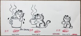 Jim Davis - Jim Davis - Garfield - 3 Coffee-themed Illustrations - 1980's - Illustration originale