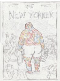 Peter De Sève - Proposed sketch for New Yorker cover "Beach Bum" - Original Cover