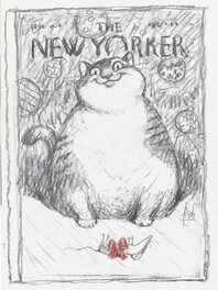 Peter De Sève - Proposed sketch for New Yorker cover "Go on, open it!" - Dédicace
