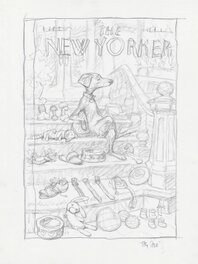 Peter De Sève - Proposed sketch for New Yorker cover "Tag Sale" - Dédicace
