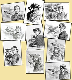 Jean-Michel Arroyo - Buck Danny : Série de 10 dessins - Illustration originale