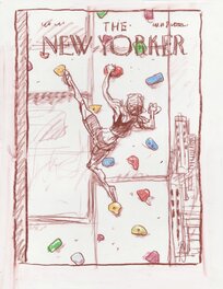 Peter De Sève - Proposed sketch for New Yorker Cover "Social Climber" - Sketch