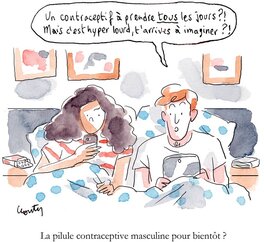 Julien Couty - La pilule contraception masculine pour bientôt ? - Illustration originale