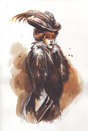 Gwendal Lemercier - Femme au chapeau n°1 - Original Illustration