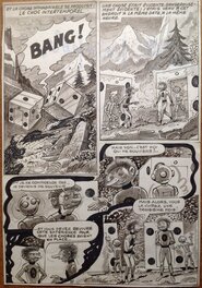 René Pellos - Pellos Planche Originale 28 NOVOPOLIS Dés Robot Montagne Grand BANG ( Suite de Futuropolis ) Petipon , BD Éo 1982 Album Mars Aps - Planche originale