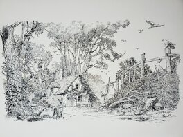 Renaud Bouet - LA MAISON DU PETIT CHAPERON ROUGE - Illustration originale