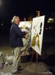 Vianello réalisant le portrait d'un Zoulou au festival de Rimini en 2010 (cf. vidéo).