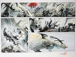 Planche originale - LA LEGENDE DES NUEES ECARLATES  IZUNAS T2 YAMIBUSHI demi-planche