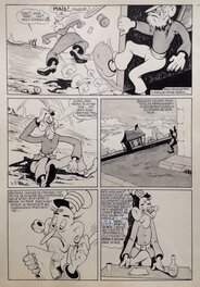 Comic Strip - André Rey ( Atelier Chott ) Planche Originale 7 Cap' tain Paf 4 Sport santé - Humour Bd Rc 1952 Pierre Mouchot ( très Calvo )