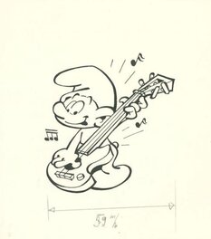 Peyo - Le Schtroumpf musicien - Illustration originale
