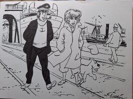 François Walthéry - Hommage à Hergé - Illustration originale