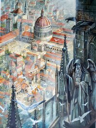 Sébastien Grenier - LA CATHEDRALE DES ABYMES    VUE D'ANSELME  couleur directe - Illustration originale