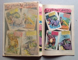 La page du P'tit gars 2 de 1952 ... et La planche de montage avec son calque de couleur