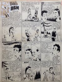 Carton Lucien Big Ben ! le Cow Boy indien Planche Originale 3 du RANCHO 36 , Encre Lavis Atelier Chott 1957 Petit format