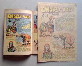 La page du P'tit gars 5 de 1953 ... et La planche originale 1 avec son calque de couleur apposé sur l'original La page du P'tit gars 5 de 1953 ... et La planche originale 1 avec son calque de couleur apposé sur l'original