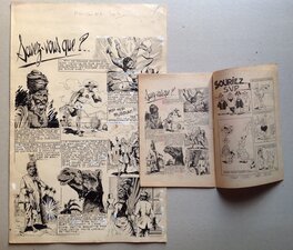 La planche originale avec sa Publication a droite ( qui n'est pas compris dans cette Vente .... c'est pour vous montrer que cela a bien été Publié )