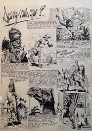 Comic Strip - Rémy Bordelet RÉMY Savez-vous Que ? .. Plongeur vessie croisade Java , Planche originale lavis 1952 P'tit gars 3 Atelier Chott