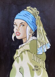 Félix Meynet - Jeune fille à la perle - Hommage par Meynet - A5 - Illustration originale